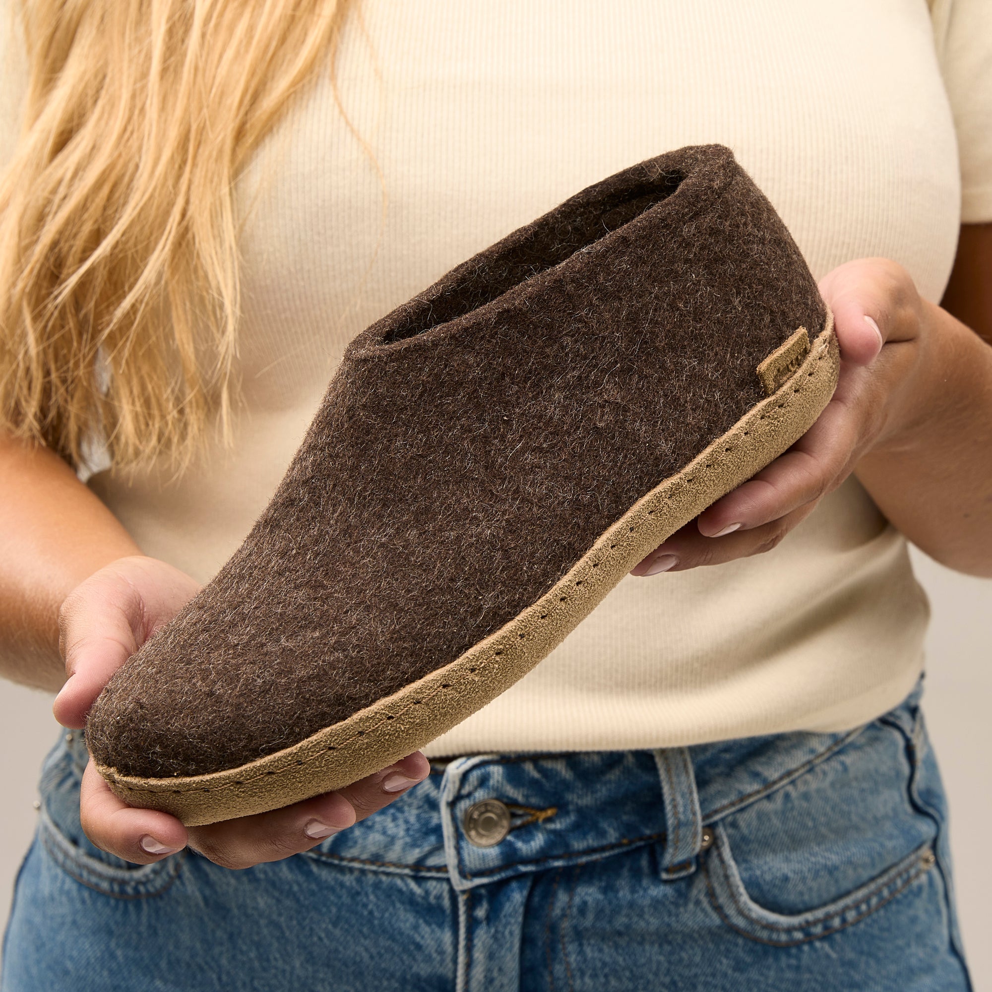 Shoe with leather sole - Chestnut