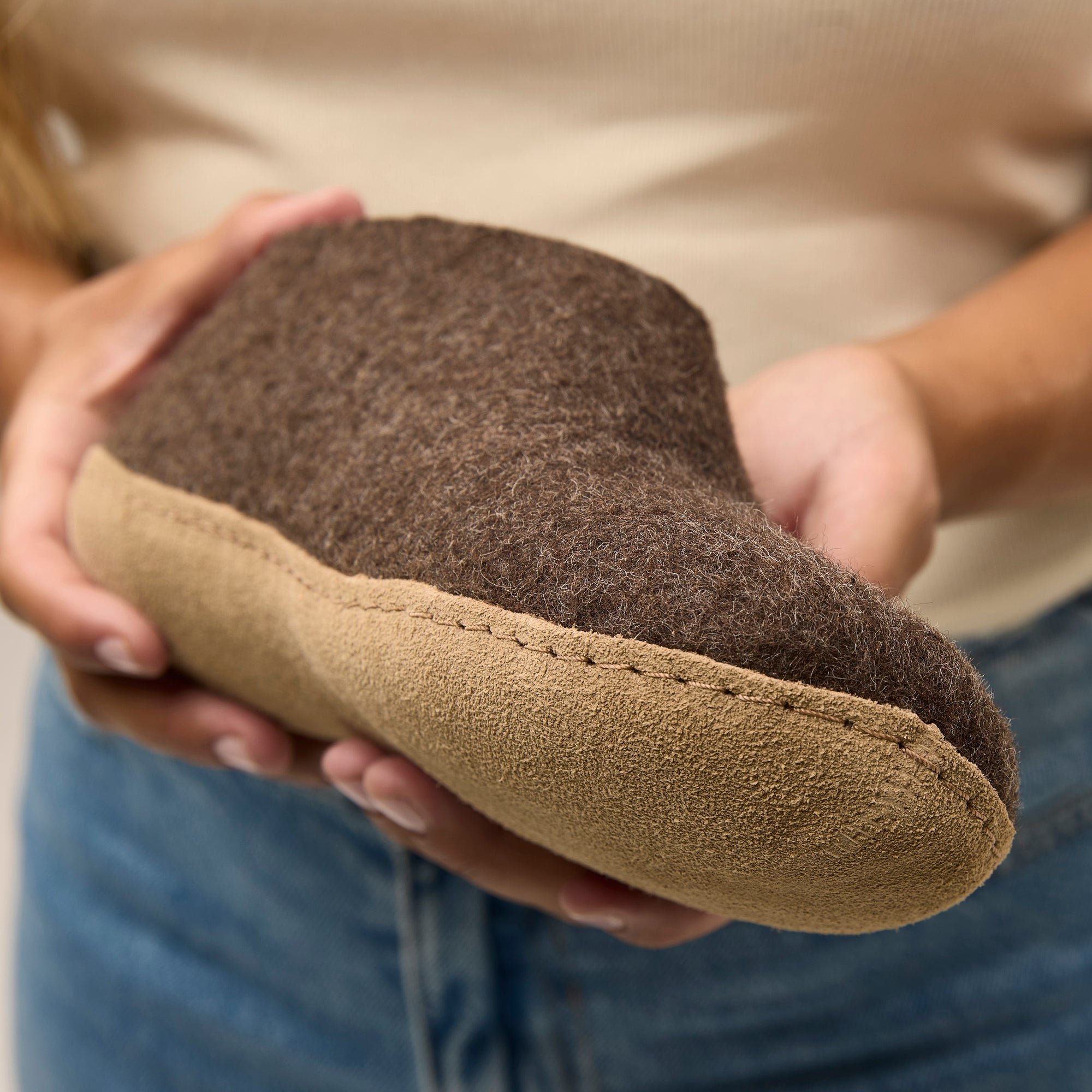 Shoe with leather sole - Chestnut