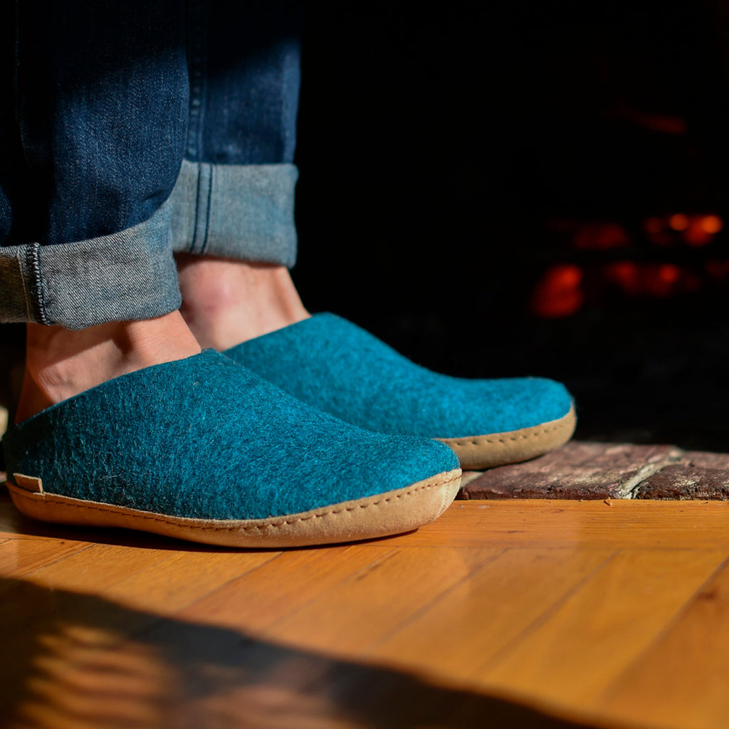 Slip-on with leather sole - Petrol
