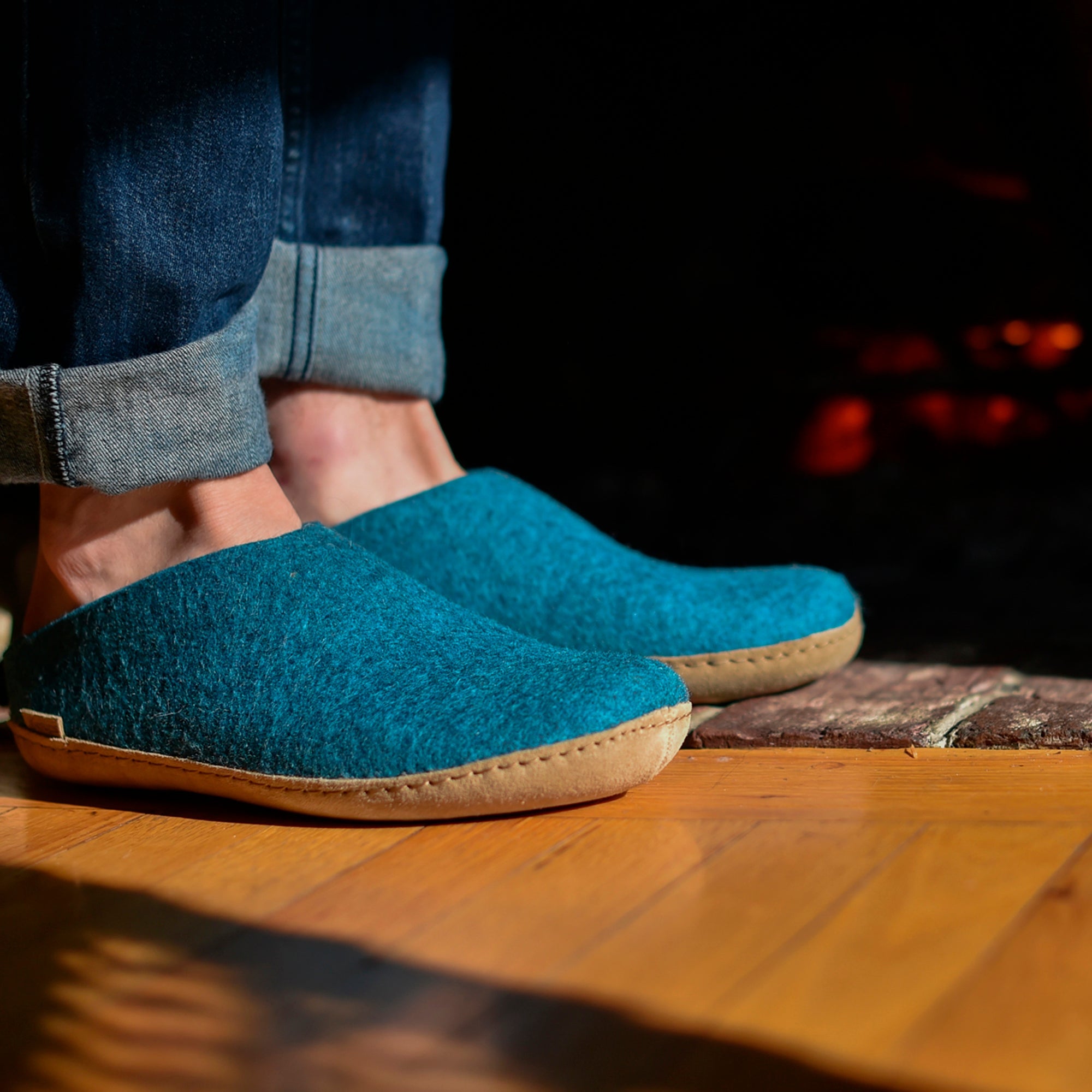Slip-on with leather sole - Petrol
