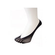 Black nylon no-show socks with separate toe compartments on a white mannequin foot.