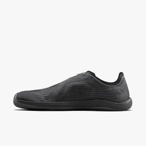 Dark shadow Vivobarefoot men's Primus Flow minimalist sneaker with textured upper and low-profile sole.