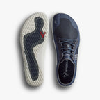 Insignia blue Vivobarefoot Primus Trail FG 3.5 with textured sole and lace-up design.