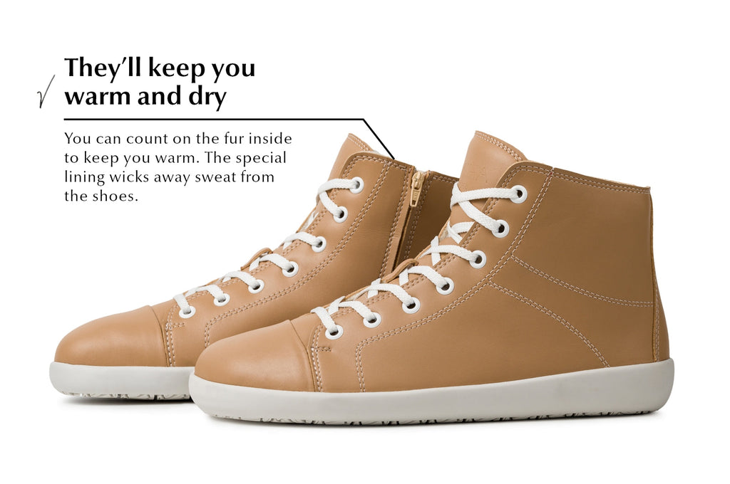 winter barefoot sneakers Tara Winter 2.0 beige