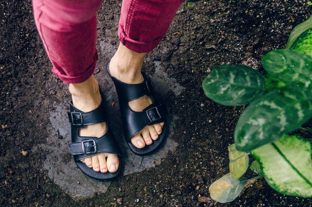 barefoot slip-on sandals black