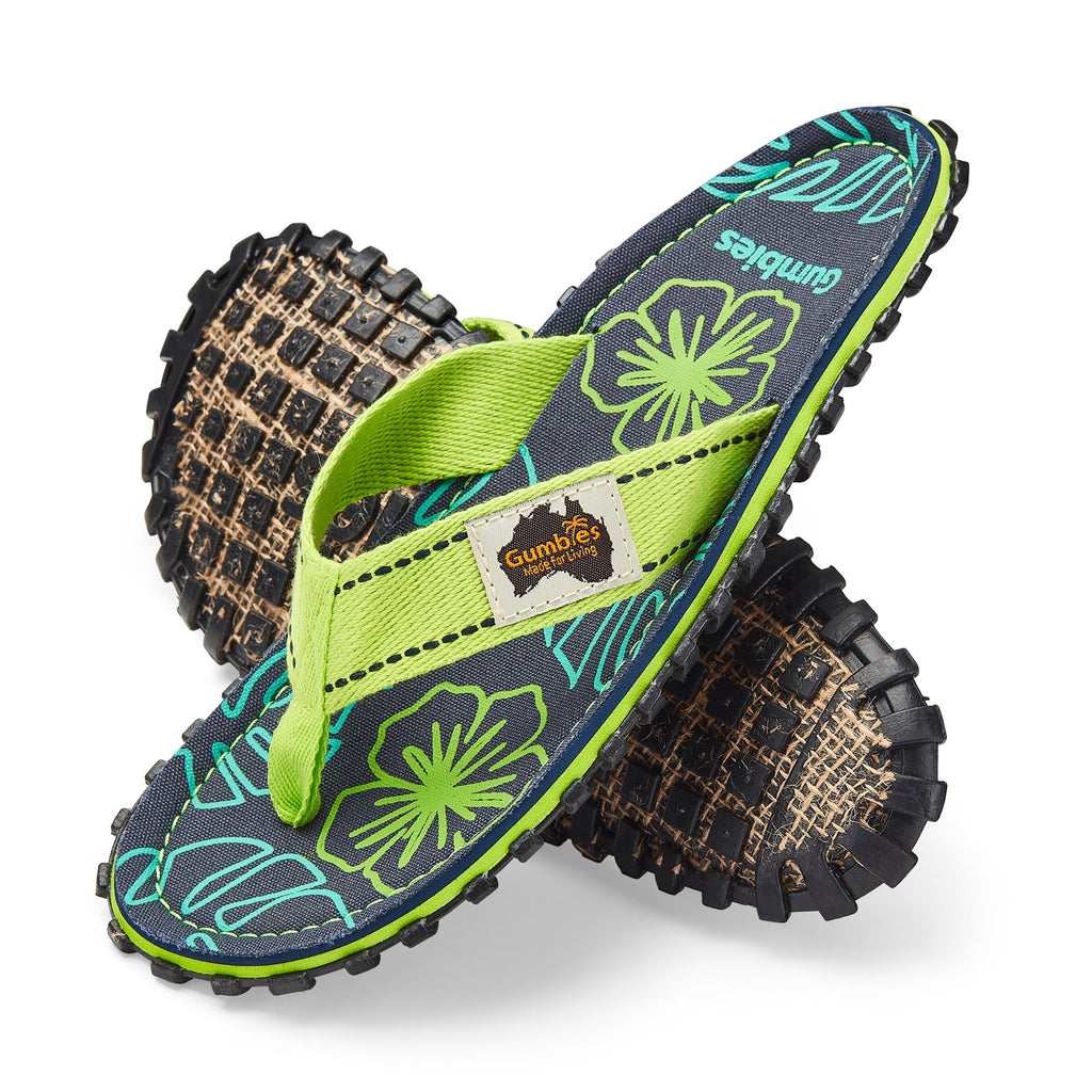 Islander Flip-Flops - Lime Hibiscus