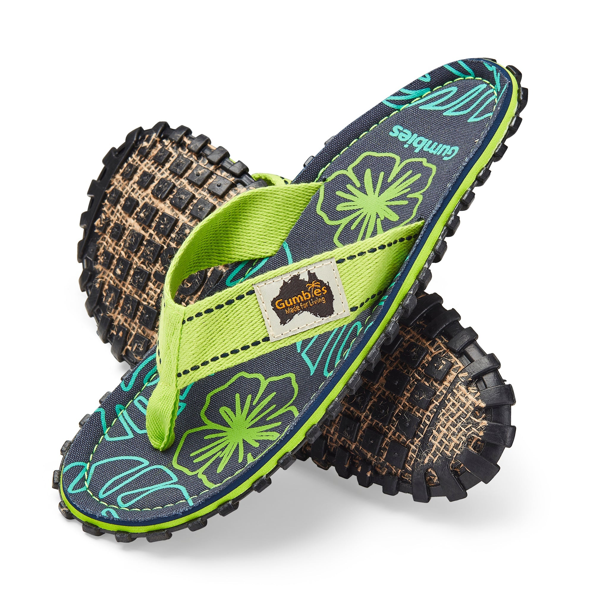 Islander Flip-Flops - Lime Hibiscus