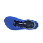 Blue men's running shoe with black laces and gradient fade sole by Altra.