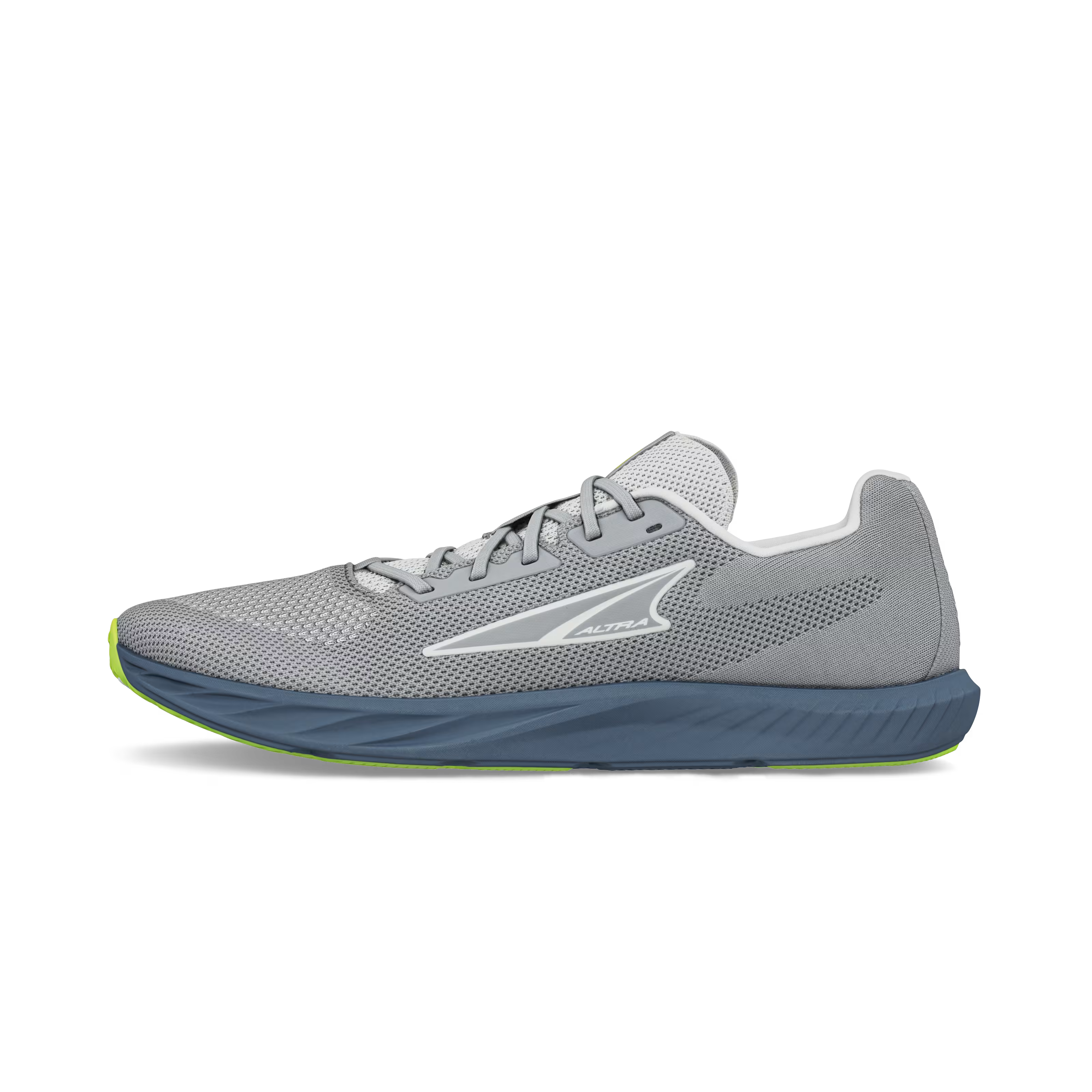 Gray and lime Altra Escalante 4 men's athletic shoe with breathable mesh upper and cushioned sole.