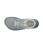 Gray and lime Altra men's Escalante 4 running shoe with mesh upper and cushioned sole, top view.
