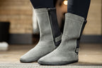 barefoot grey nubuck mid-calf boots
