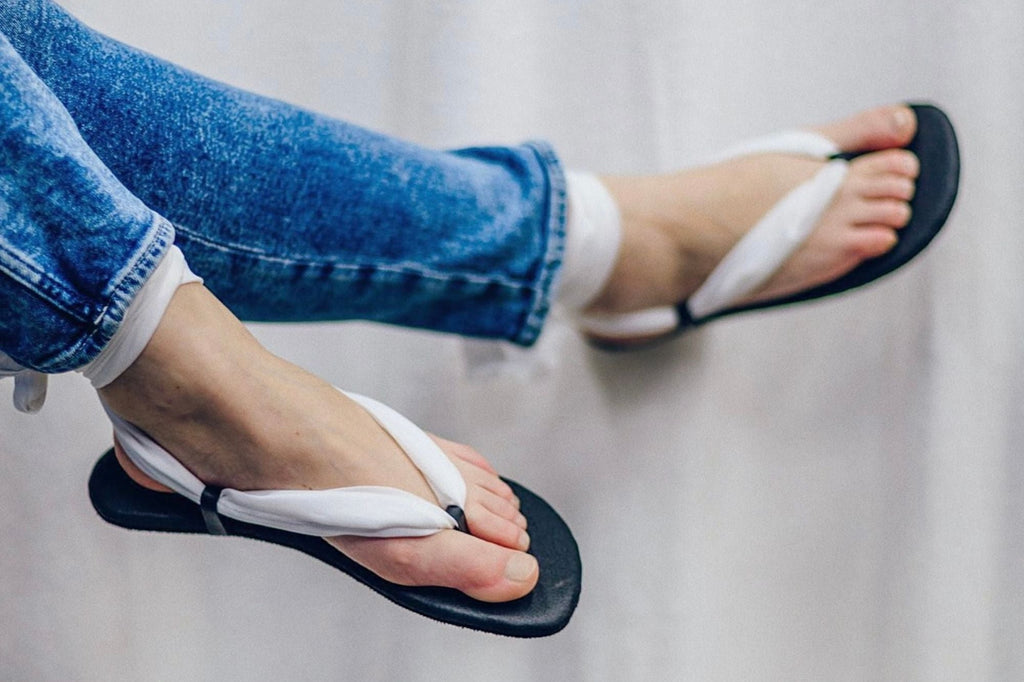 Barefoot Ribbon Ankle-Tie Sandals - black