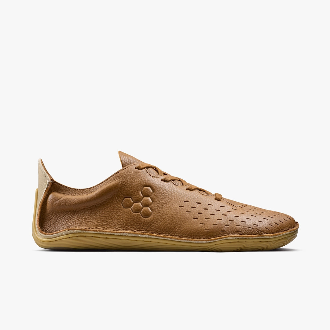Brown leather shoe on a white background