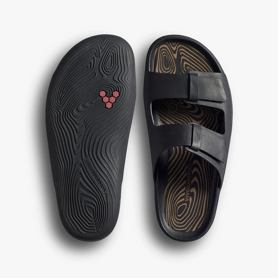 Vivobarefoot Women's Sensus Yin Slide - Obsidian Leather