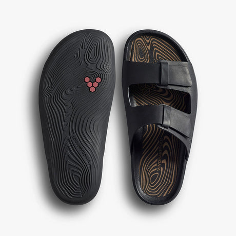 Vivobarefoot Women's Sensus Yin Slide - Obsidian Leather