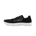 Black Altra Escalante 4 running shoe with silver logo and white cushioned sole.